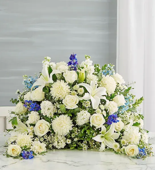 Thumbnail: Crescent Cremation Arrangement- Blue and White
