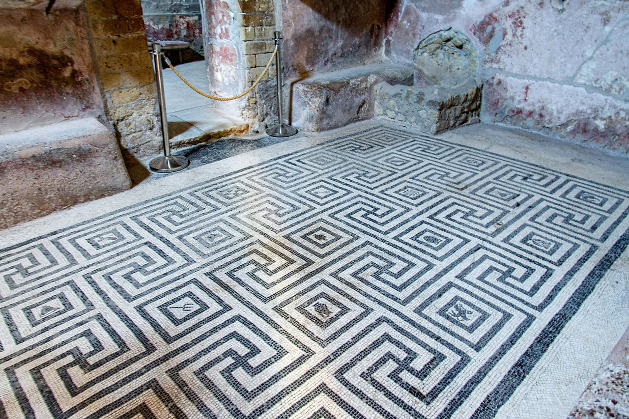 Mosaic Floor, Baths, Herculaneum, Naples, Italy
