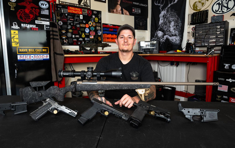 Documentary portrait of a gunsmith and firearms instructor by Milo Gladstein.