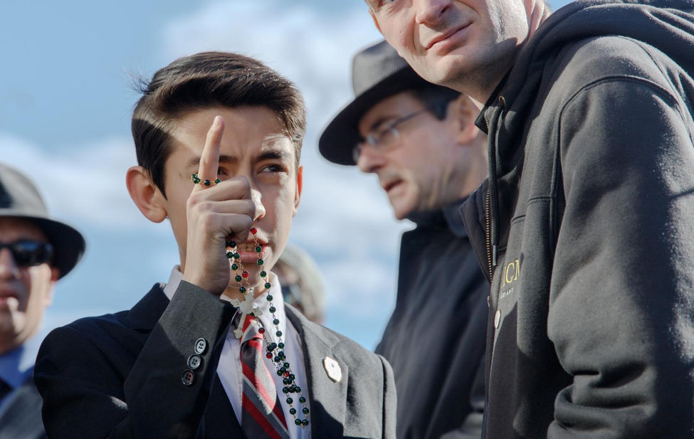 Young children attending a pro-choice protest in Boston.
