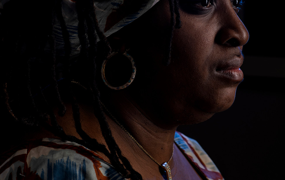 Portrait of a woman who was affected by COVID-19.