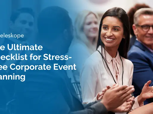 Smiling woman at a corporate event with colleagues c