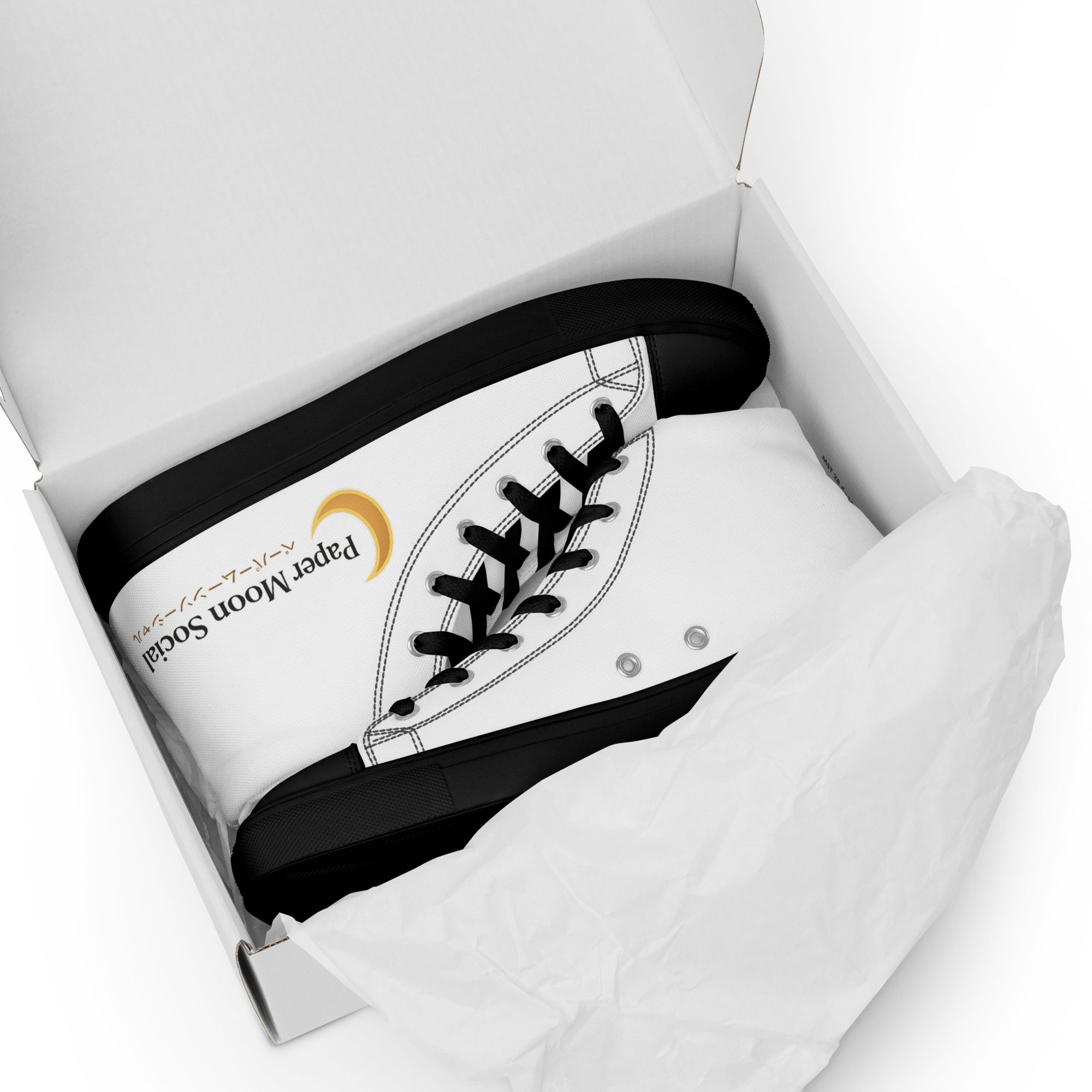 Paper Moon Social — Crescent Moon Women's High-Top Canvas Shoes