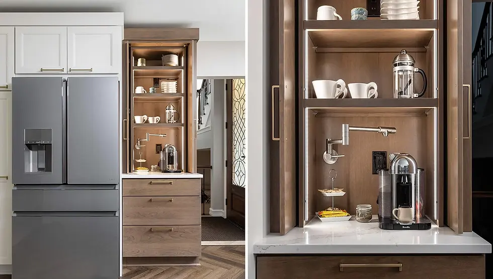 Coffee station thoughtfully incorporated into kitchen design