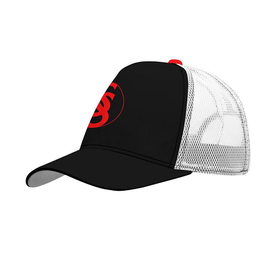Thumbnail: All-Over Print Black Buckle Peaked Mesh Cap With Box