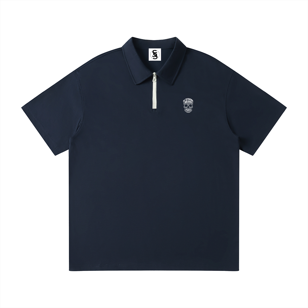 Thumbnail: The Sessions Brand Skull Unisex Quarter-Zip Polo Shirt