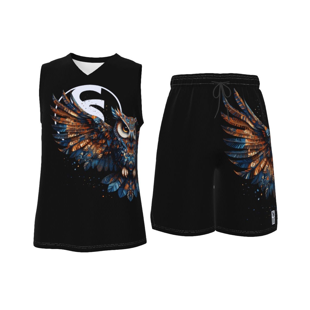 The Sessions Brand Owl Print Men's V Neck Basketball Suit