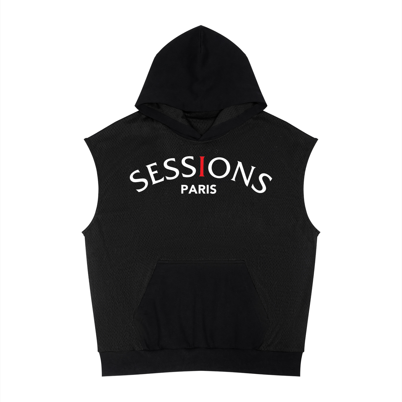 Unisex Panel Mesh Sleeveless Hoodie