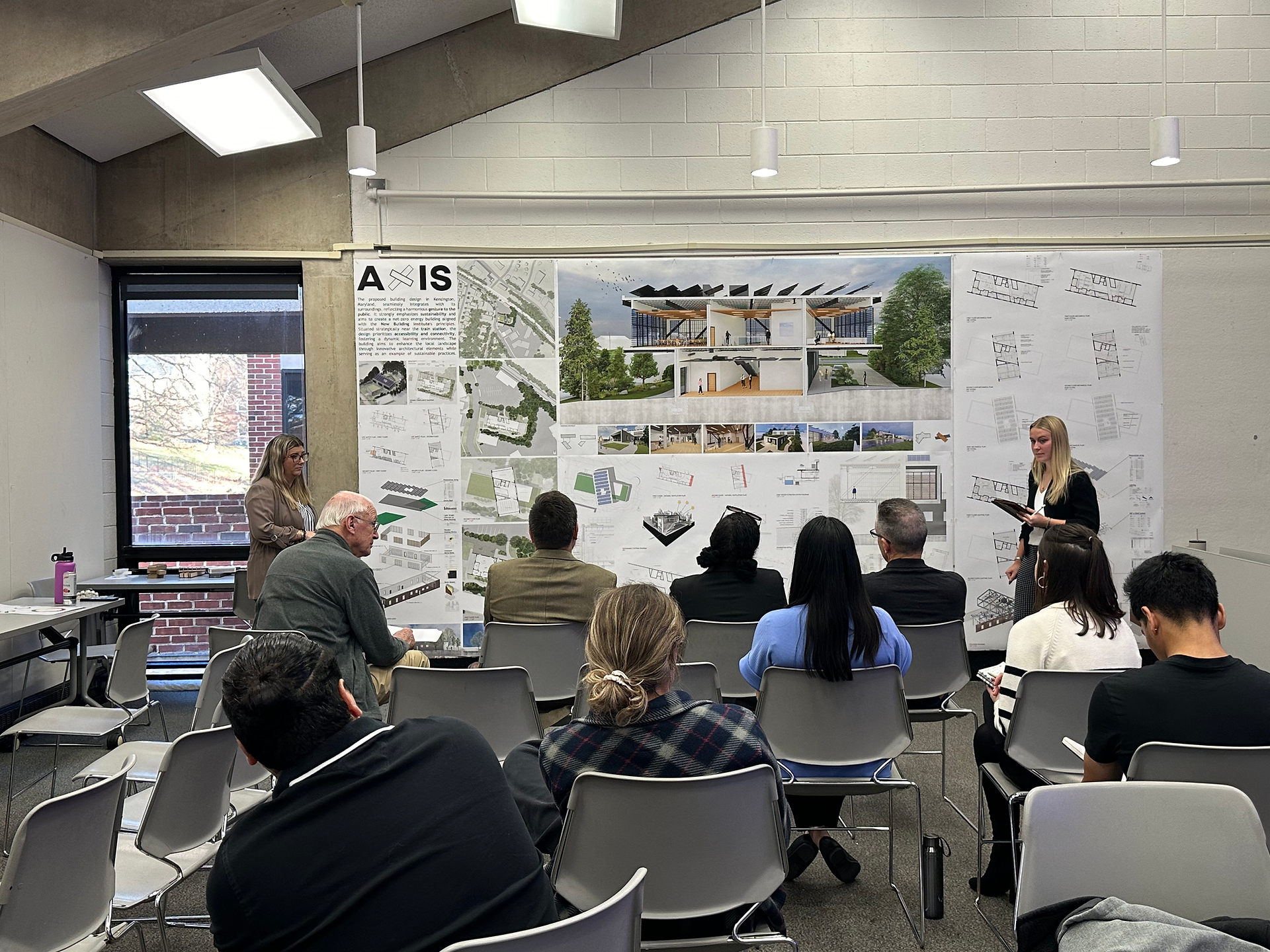 Studio with students, professors and architecture thesis projects