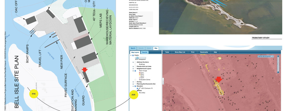 Site plans and context study of O.D.U marine electrical propulsion simulation laboratory concept