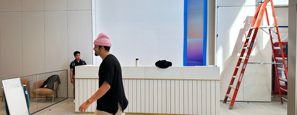 Artwork test sample set in modern minimalist interior lobby 