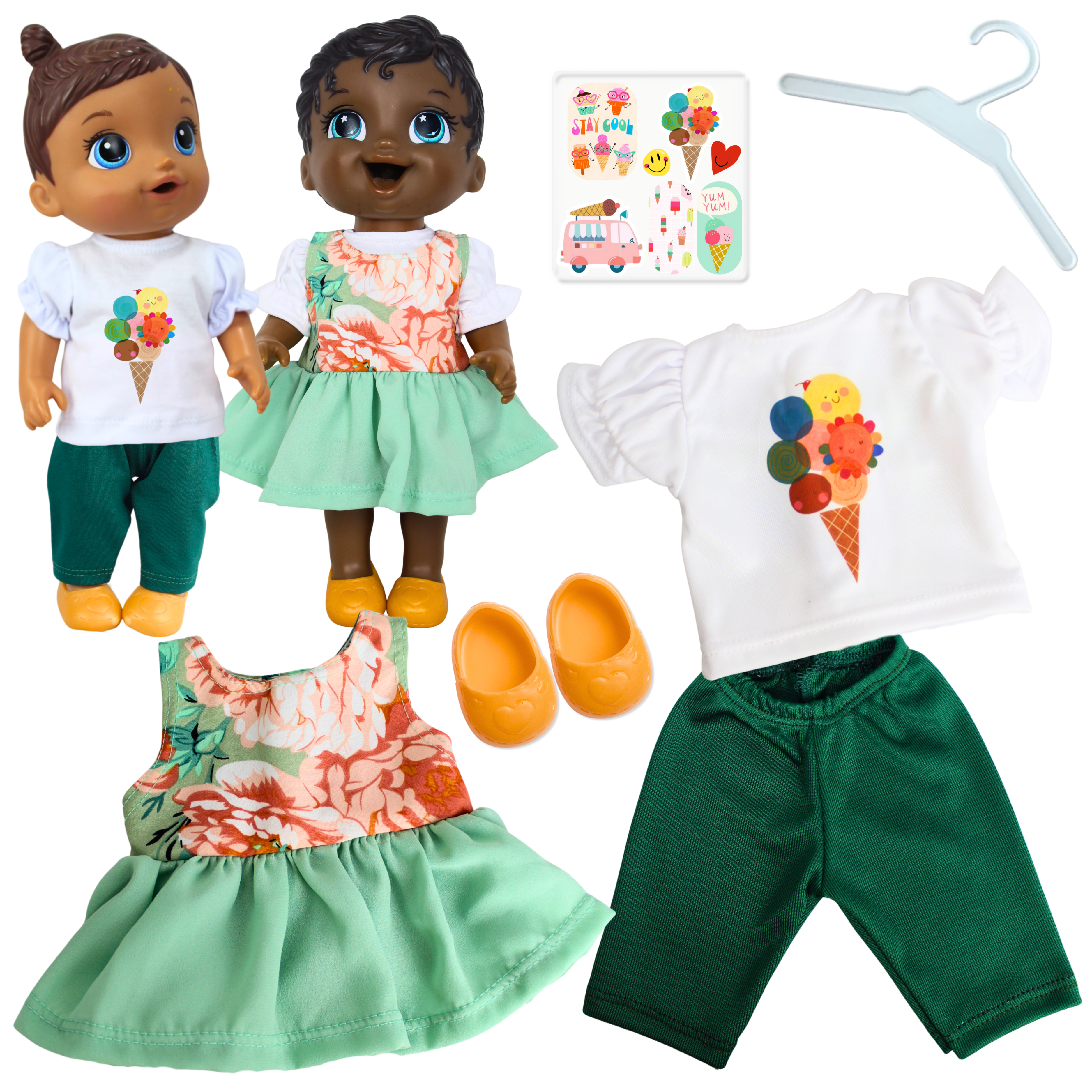 KIT ROUPA BABY ALIVE - GELATO NO PARQUE