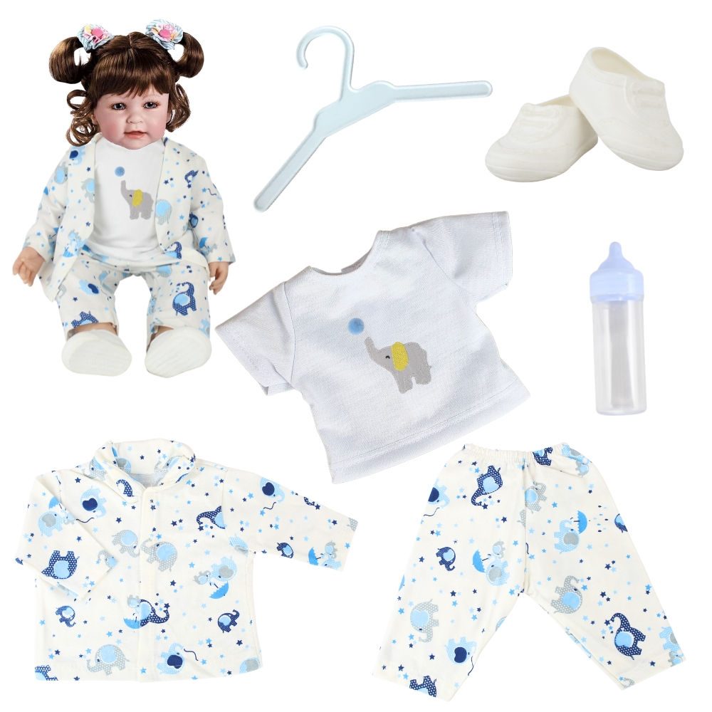 KIT ROUPA REBORN - PIJAMA ELEFANTE