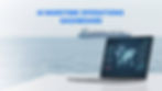 Laptop on a table shows AI maritime dashboard with global map and charts. Background features a ship on the ocean. Blue text above reads "AI MARITIME OPERATIONS DASHBOARD".