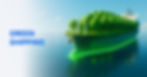 A ship with a green glow or alternative fuel symbols, representing green shipping and decarbonization efforts.