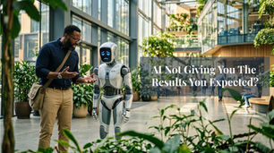 A man being frustrated at a robot