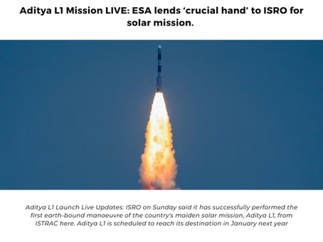 Aditya L1 Mission ESA lends ‘crucial hand’ to ISRO for solar mission.