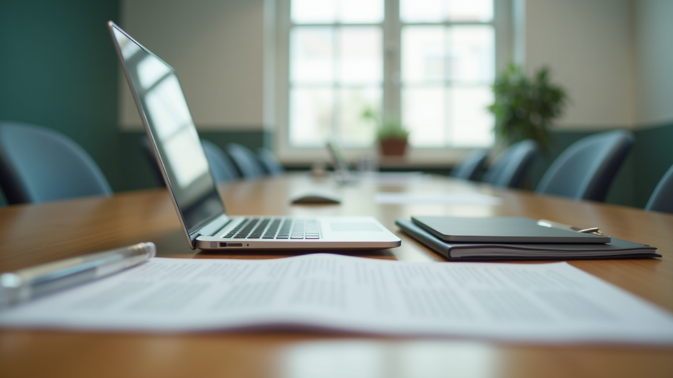 Eye-level view of a school conference room with educational materials on the table