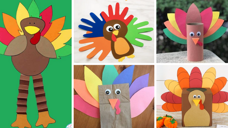 5 Easy Turkey Thanksgiving Crafts for Kids ~ Freebie Inside