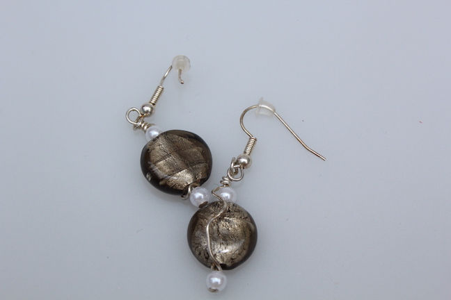 Miniature : Handmade Bead and Wire Earrings - Grey buy at ArtAndPatterns
