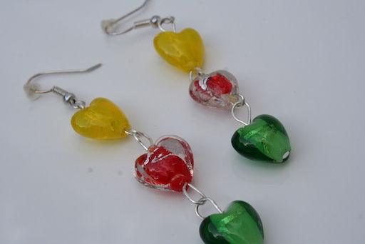 Thumbnail: Reggae Carnival Earrings -  Yellow, Red, Green buy at ArtAndPatterns.com