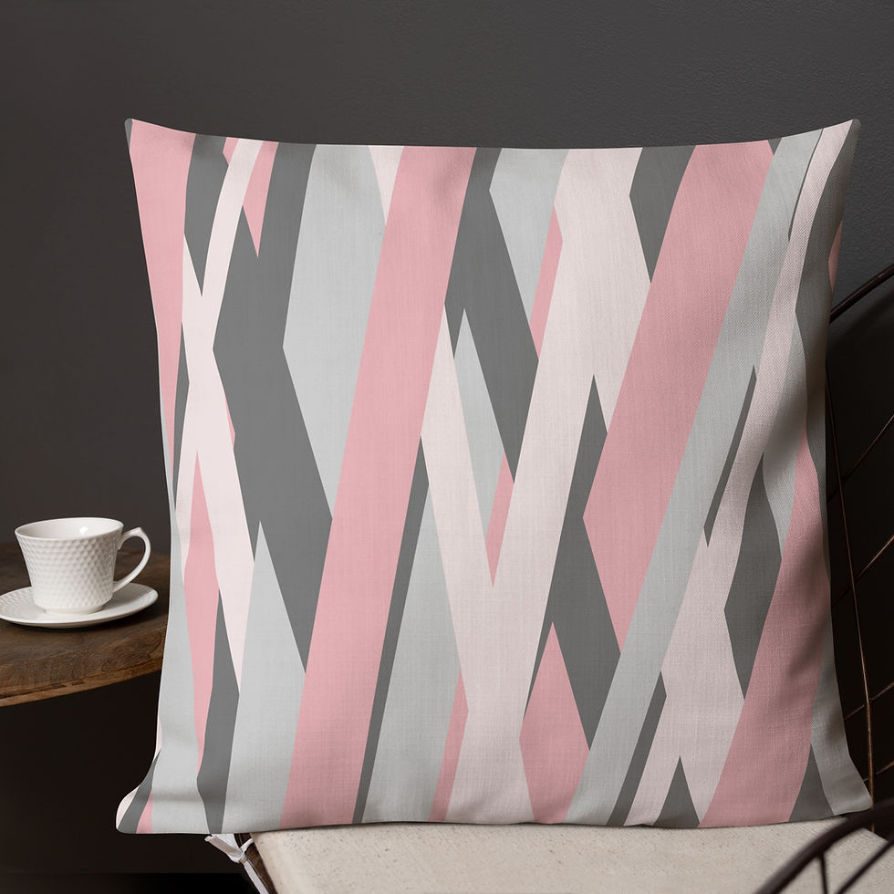 Miniaturbild: Pink and Grey Linear Pattern-  Premium Pillow