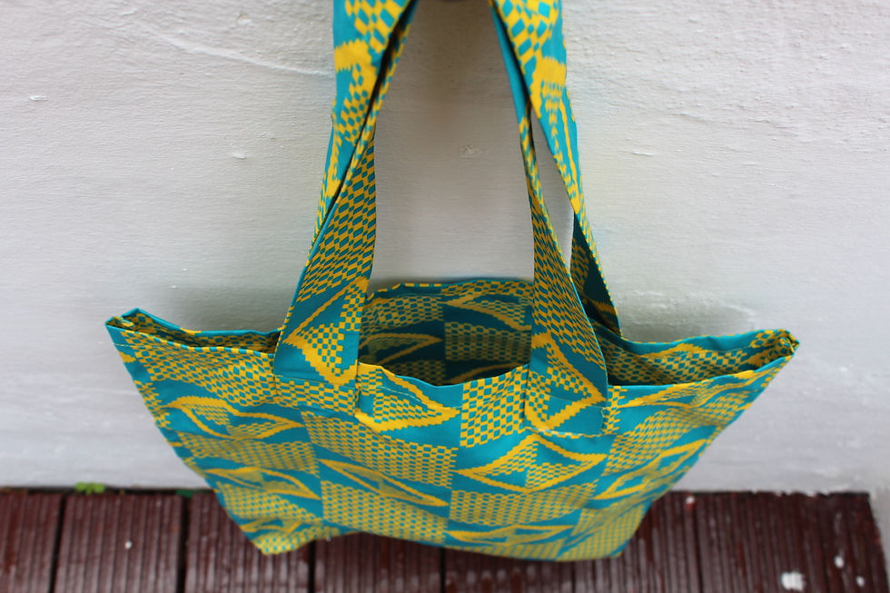 Thumbnail: African Print Tote Bag Lemon Yellow and Green buy from ArtAndPatterns.com