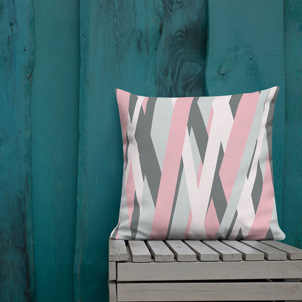 Miniaturbild: Pink and Grey Linear Pattern-  Premium Pillow