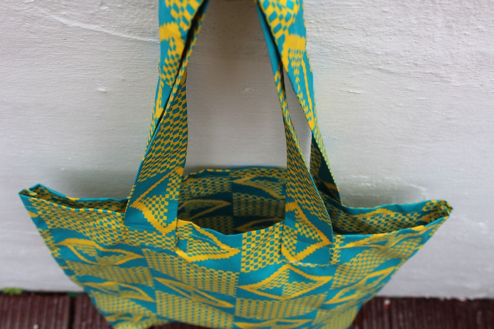 Thumbnail: African Print Tote Bag Lemon Yellow and Green buy from ArtAndPatterns.com