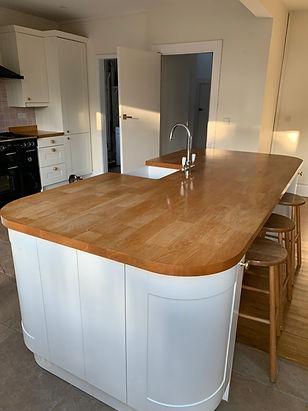 Before kitchen refinishing — original cabinet colour and units, Cardiff
