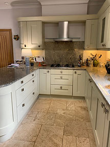 Before photo of handmade Bonvilston kitchen with original square handles