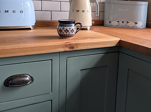 Kitchen cabinetry refinished in Little Greene Windmill Lane