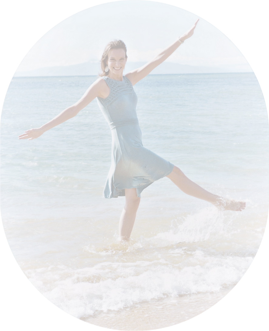 Patti splashing in water at Maui beach