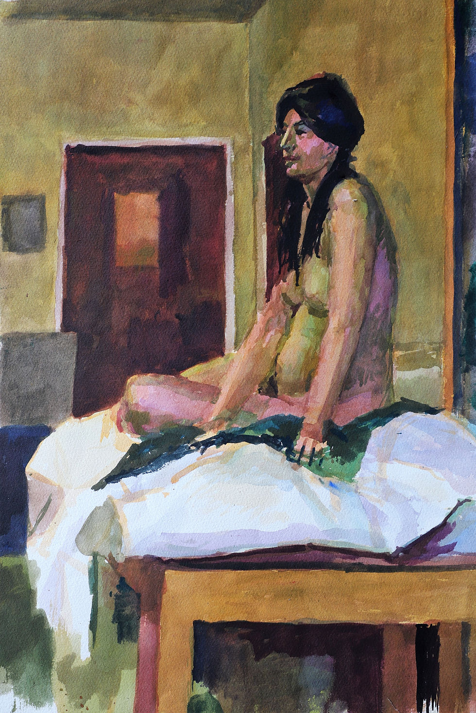 Oturan Çıplak Bir Kadın