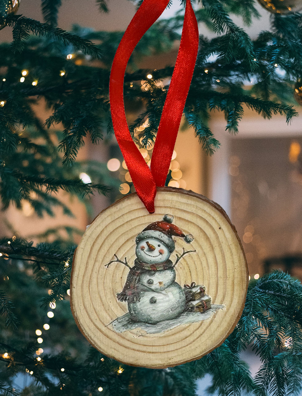 Wooden Snowman Ornament