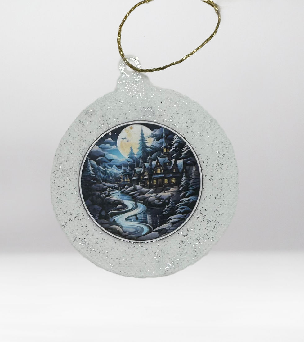 Acrylic Disc Decoration Blue Village By River