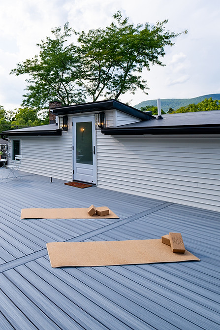 Rooftop terrace yoga mats