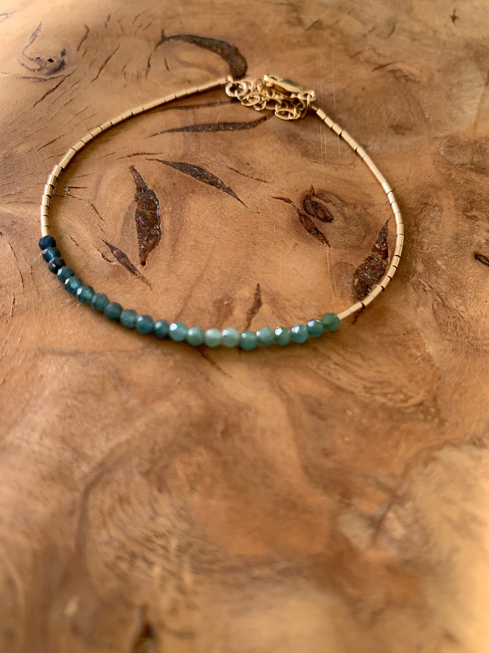 Thumbnail: Blue Tourmaline goldfilled bracelet, small Tourmaline 