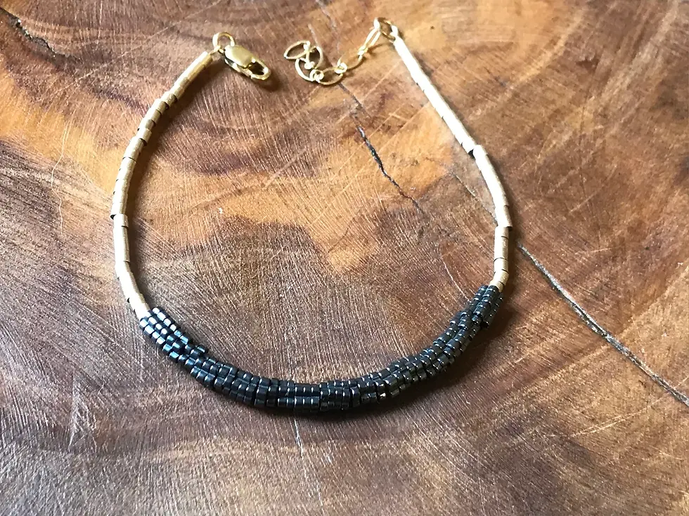 Thumbnail: Big hematite 14kt goldfilled bracelet