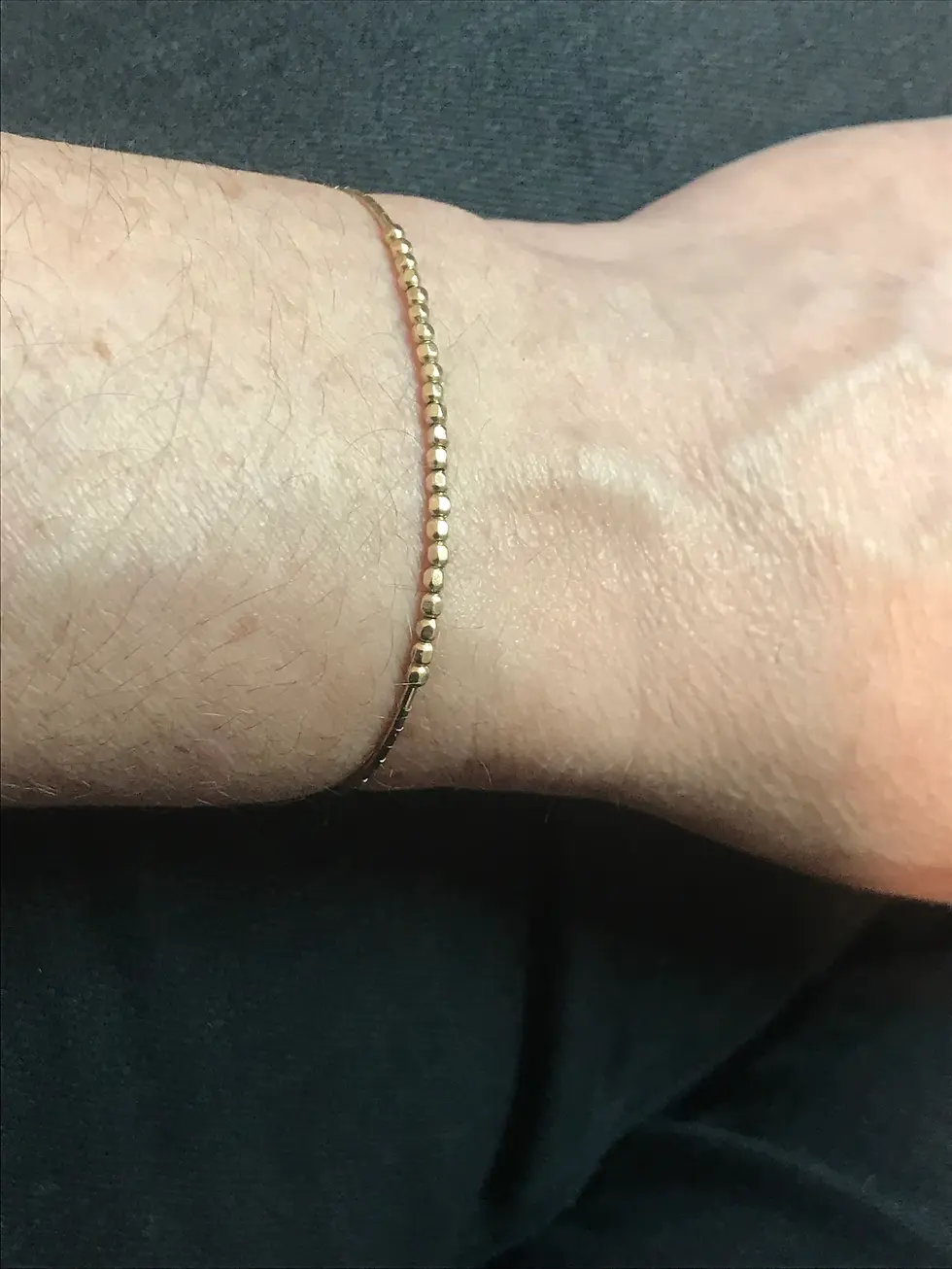 Thumbnail: Gold filled bracelet, delicate, tiny squares