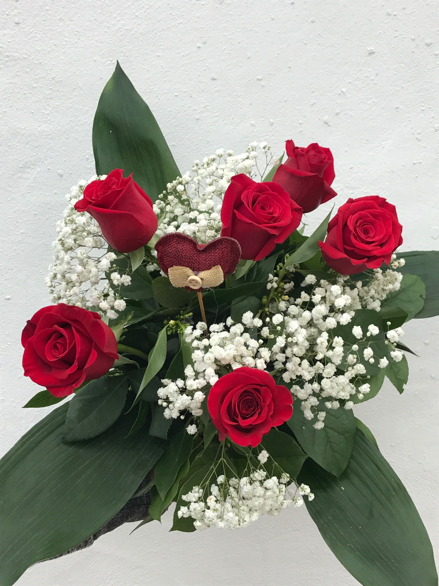 6 Red Roses with Heart