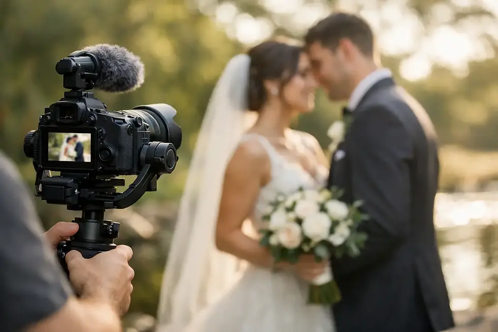 bride and groom sharing an emotional moment in their wedding film
