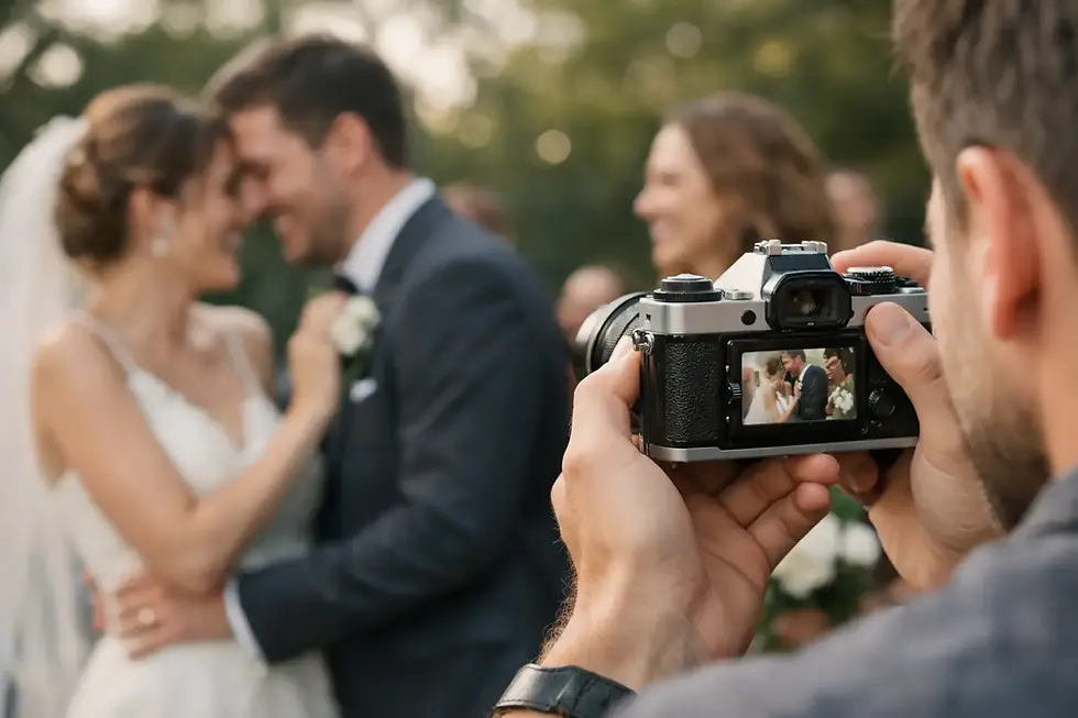 videographer capturing a candid moment between newlyweds on their wedding day