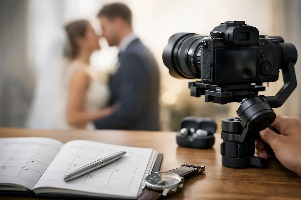 Wedding videographer filming bride and groom during ceremony at New Jersey wedding