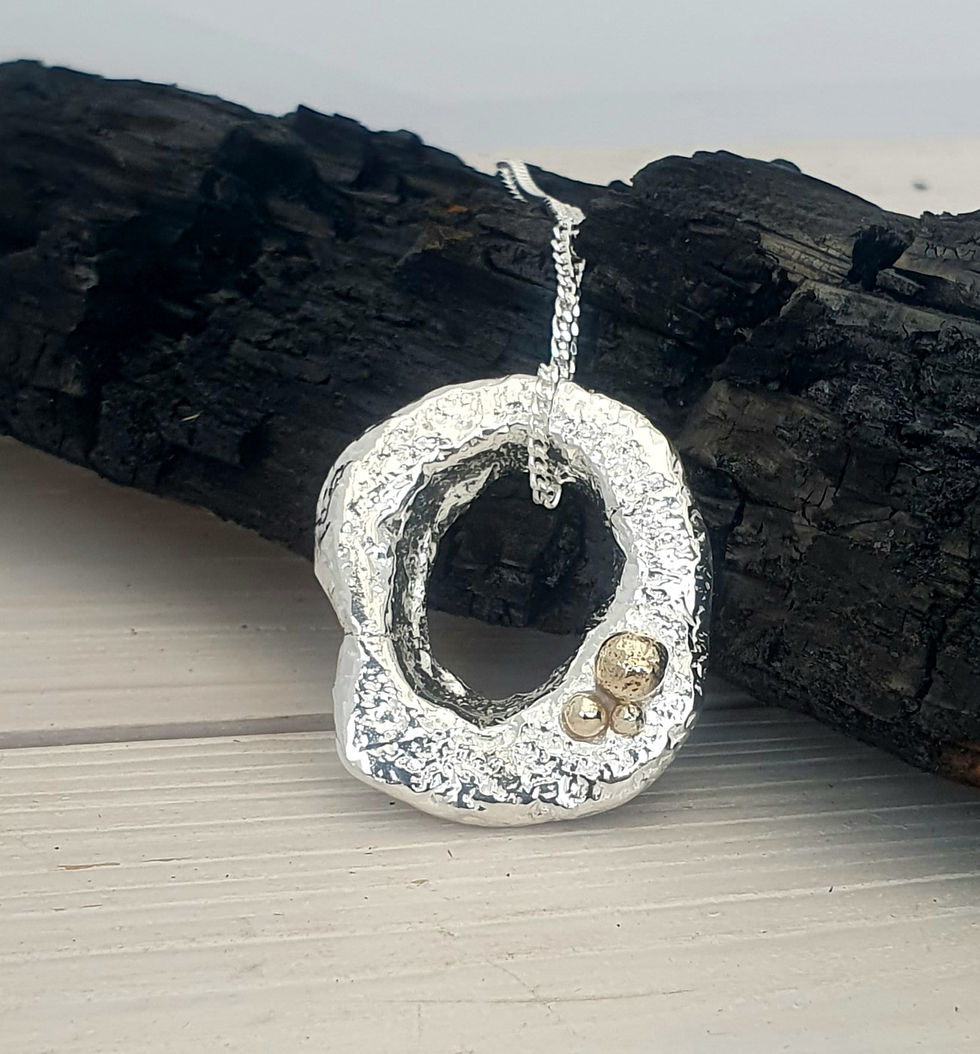 Erosion Solid Silver & 9ct Gold Pendant