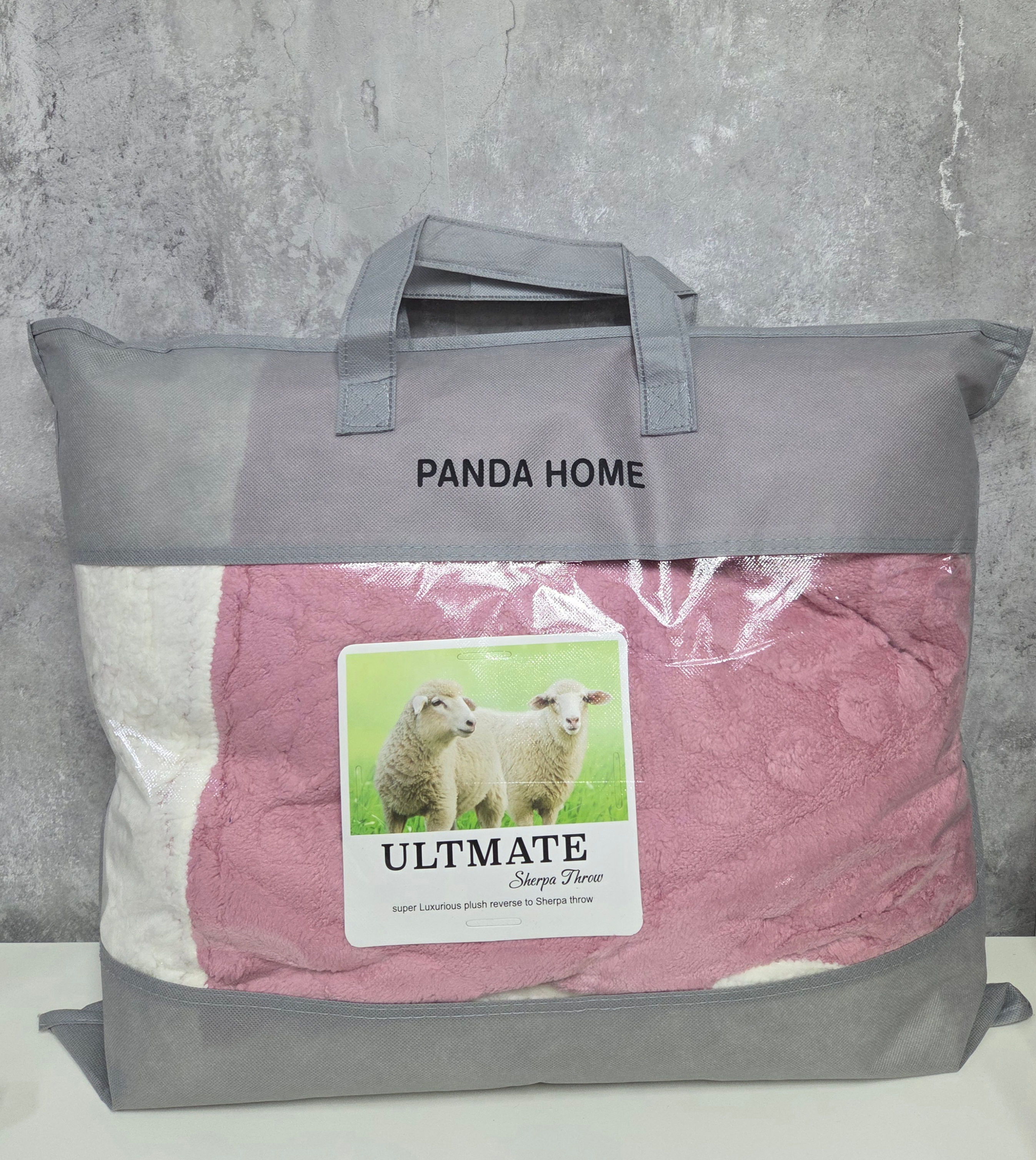 Koc gruby "baranek" 200 cm x 230 cm różowy 