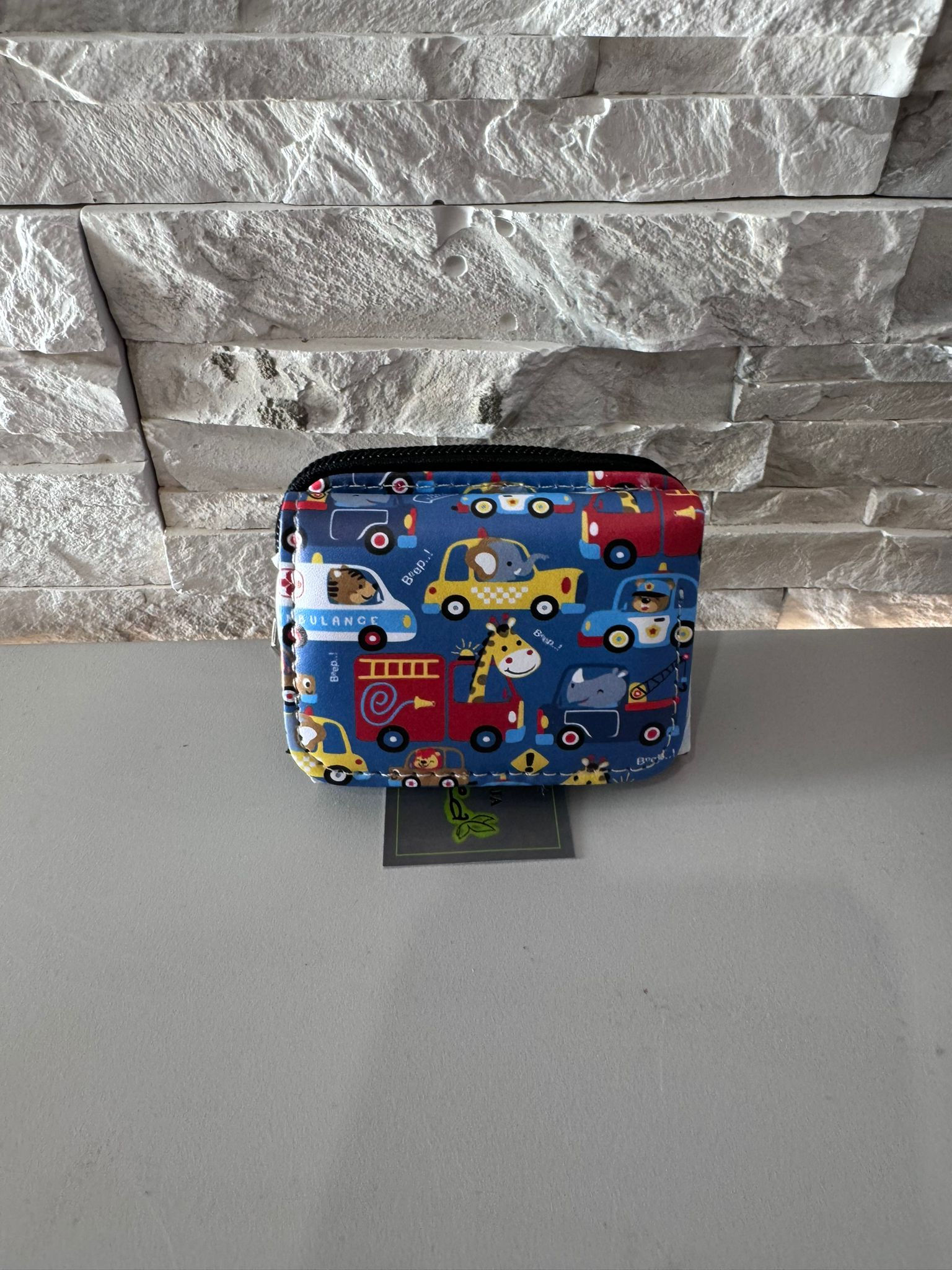 Portfelik dziecięcy granatowy - samochody