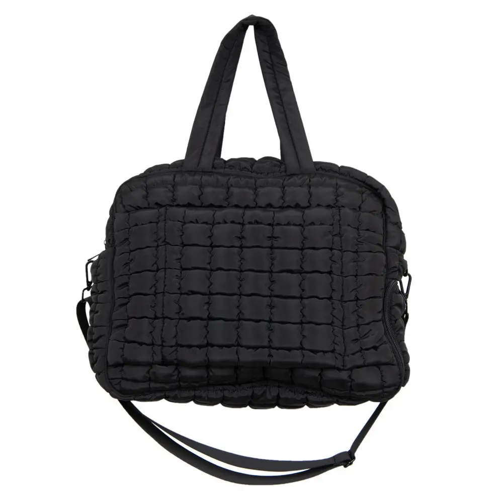 Quilted Duffel Weekender Bag - Black