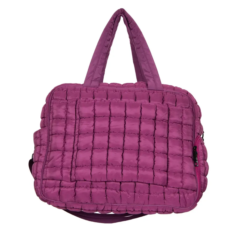 Thumbnail: Quilted Duffel Weekender Bag - Plum
