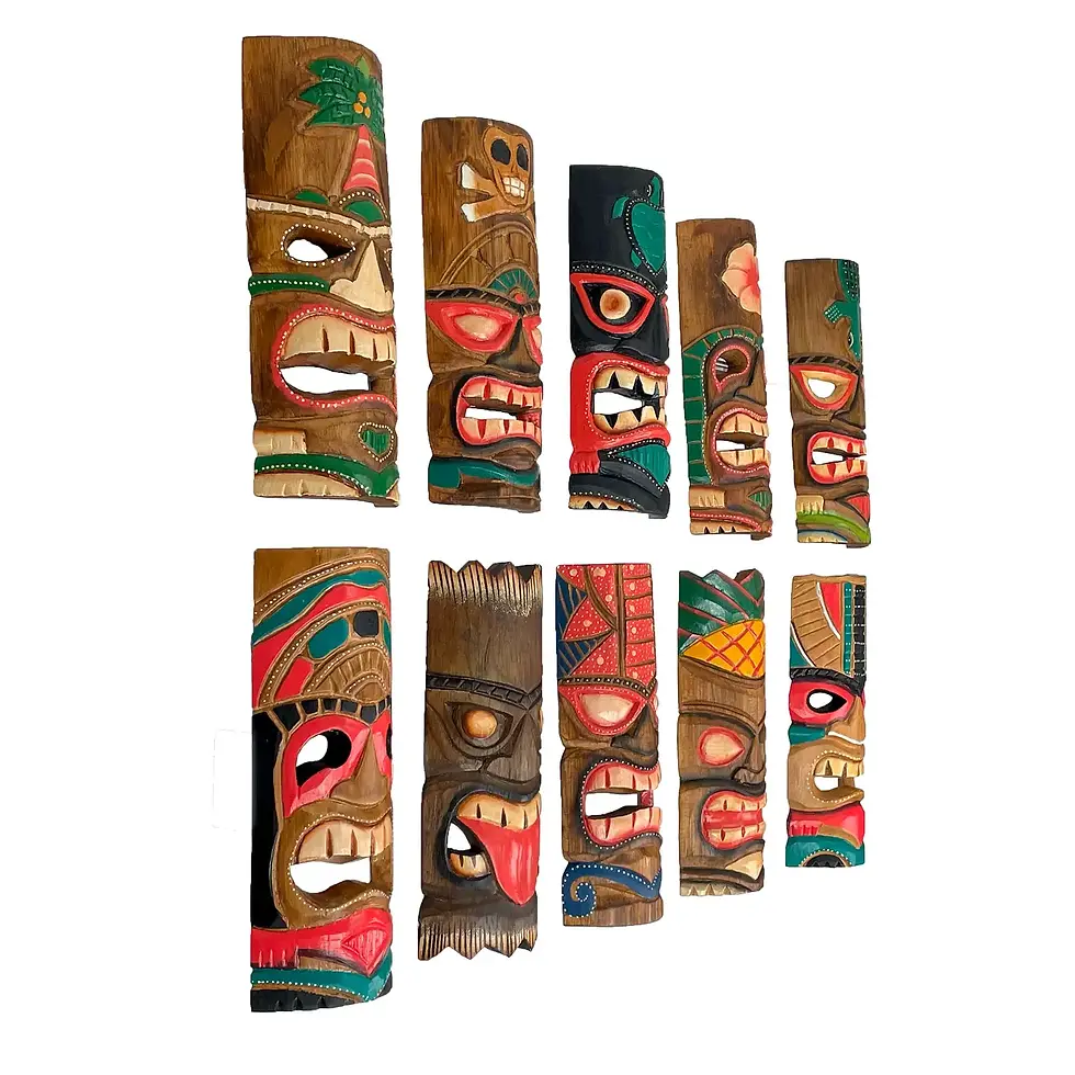 Thumbnail: Carved Wood Tiki Mask Wall Hangings | 12 Inches